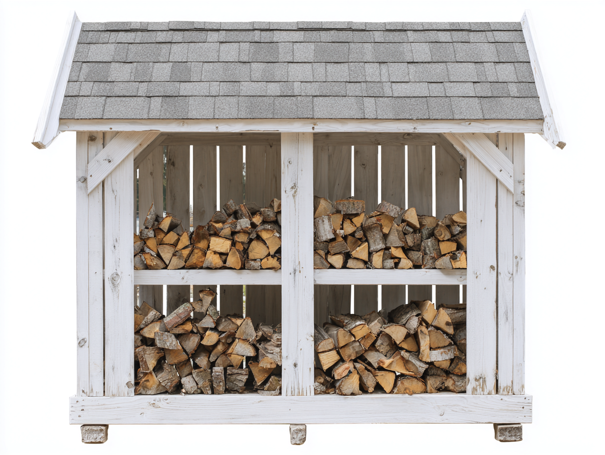 Abri à bûches - Bois - Bardeaux bitumés - 245x74x180 cm - Blanc-Gris - Extérieur-Liviaospace