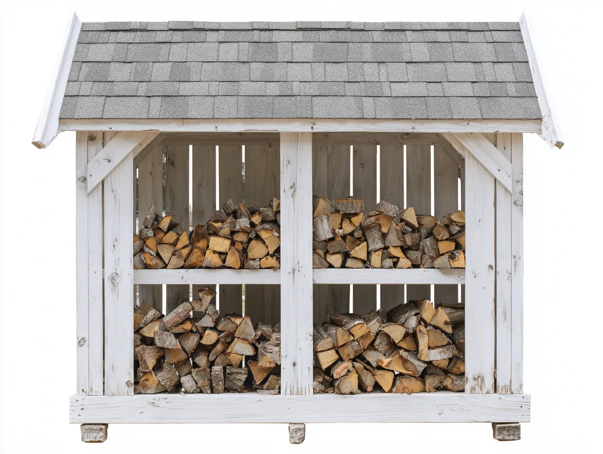Abri à bûches - Bois - Bardeaux bitumés - 245x74x180 cm - Blanc-Gris - Extérieur-Liviaospace