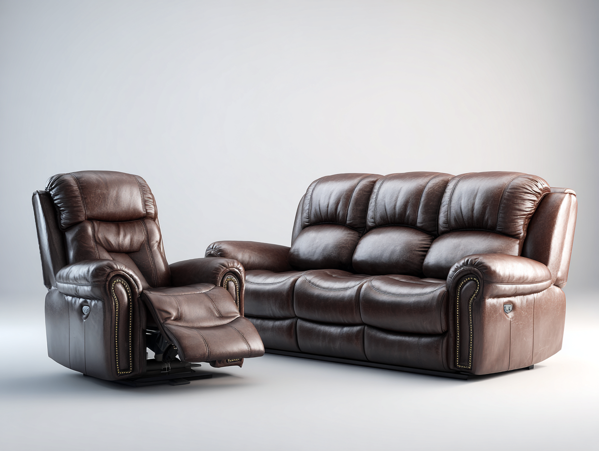 Ensemble de canapés - cuir synthétique-métal - 215x96x101 cm - brun foncé - relax classique-Liviaospace