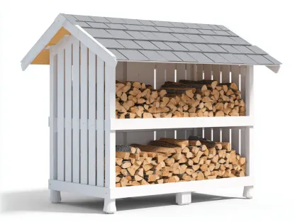 Abri à bûches - Bois-Toile bitumée - 158x48x166 cm - Blanc-Gris - Style chalet-Liviaospace