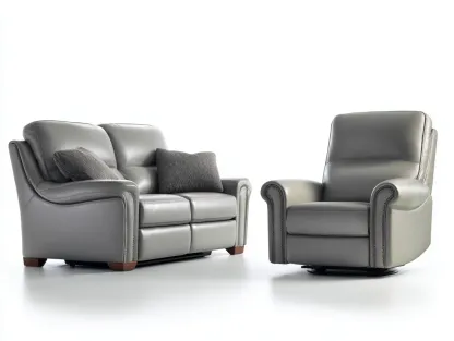 Ensemble de canapés - cuir synthétique-bois-métal - 174x92x96 cm - gris - style classique-Liviaospace