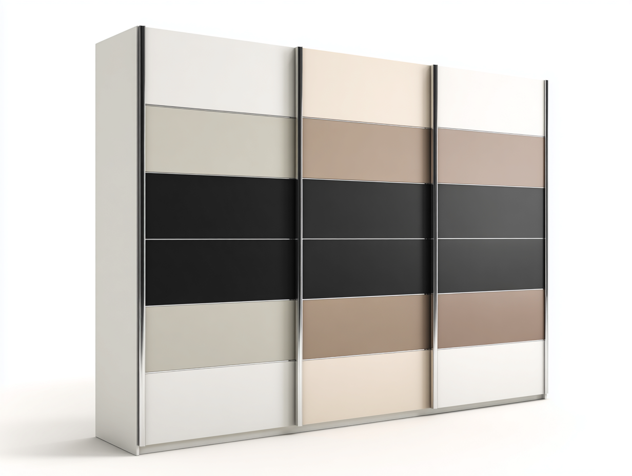 Armoire - Bois manufacturé - Métal - 260x60x220 cm - Blanc-Beige-Noir-Gris - Moderne-Liviaospace