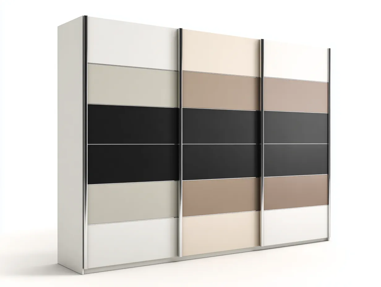 Armoire - Bois manufacturé - Métal - 260x60x220 cm - Blanc-Beige-Noir-Gris - Moderne-Liviaospace