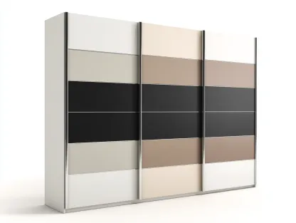 Armoire - Bois manufacturé - Métal - 260x60x220 cm - Blanc-Beige-Noir-Gris - Moderne-Liviaospace