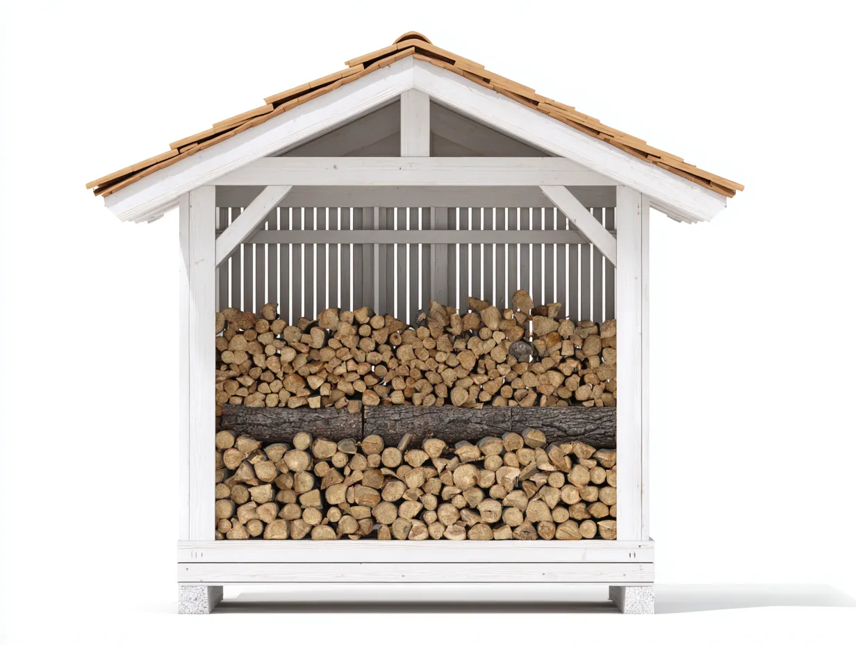 Abri à bûches - Bois - 240x72x205 cm - Blanc-Bois naturel - Chalet extérieur-Liviaospace