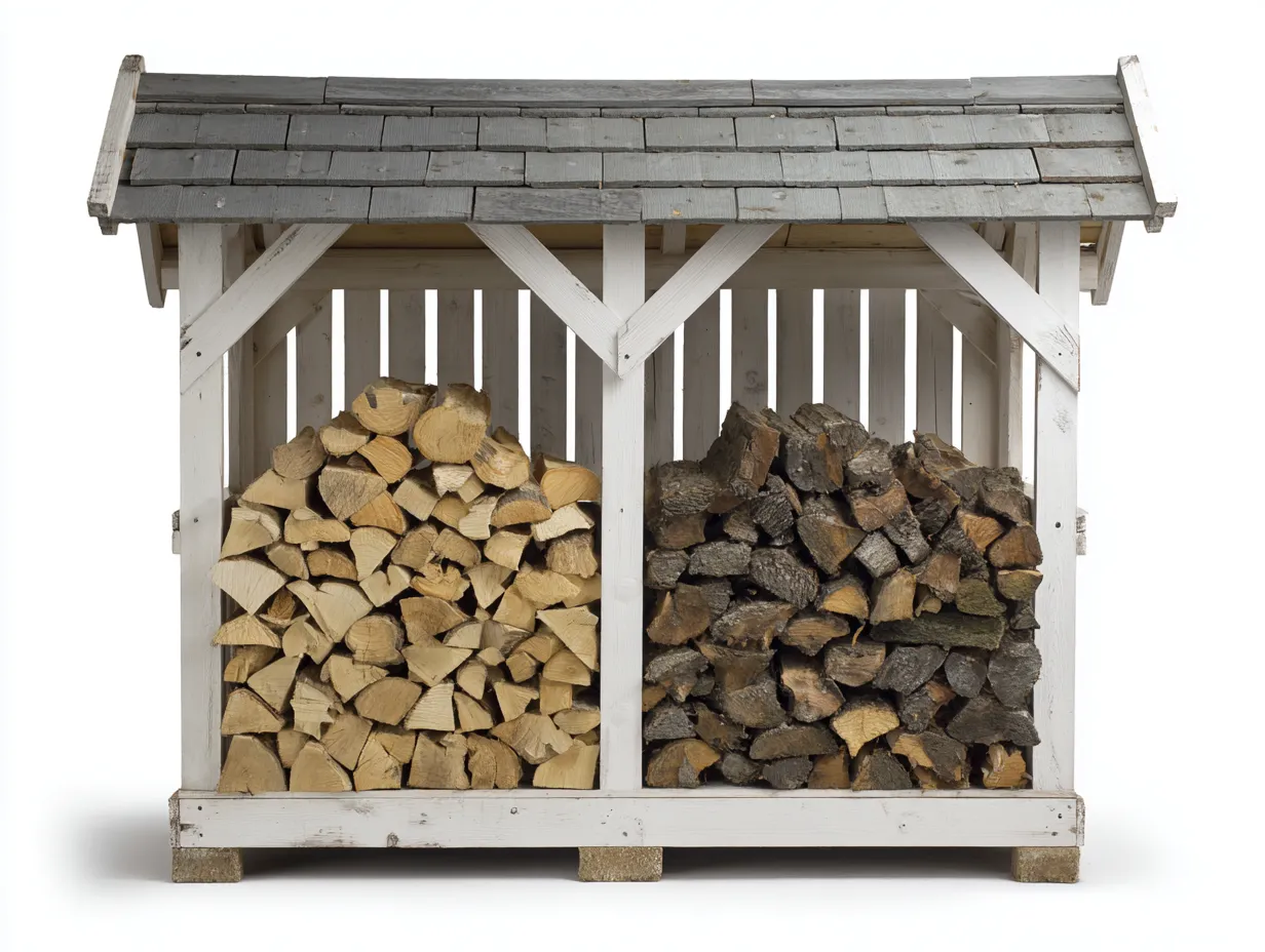 Abri à bûches - Bois - 174x55x142 cm - Blanc-Gris vieilli - Style rustique-Liviaospace