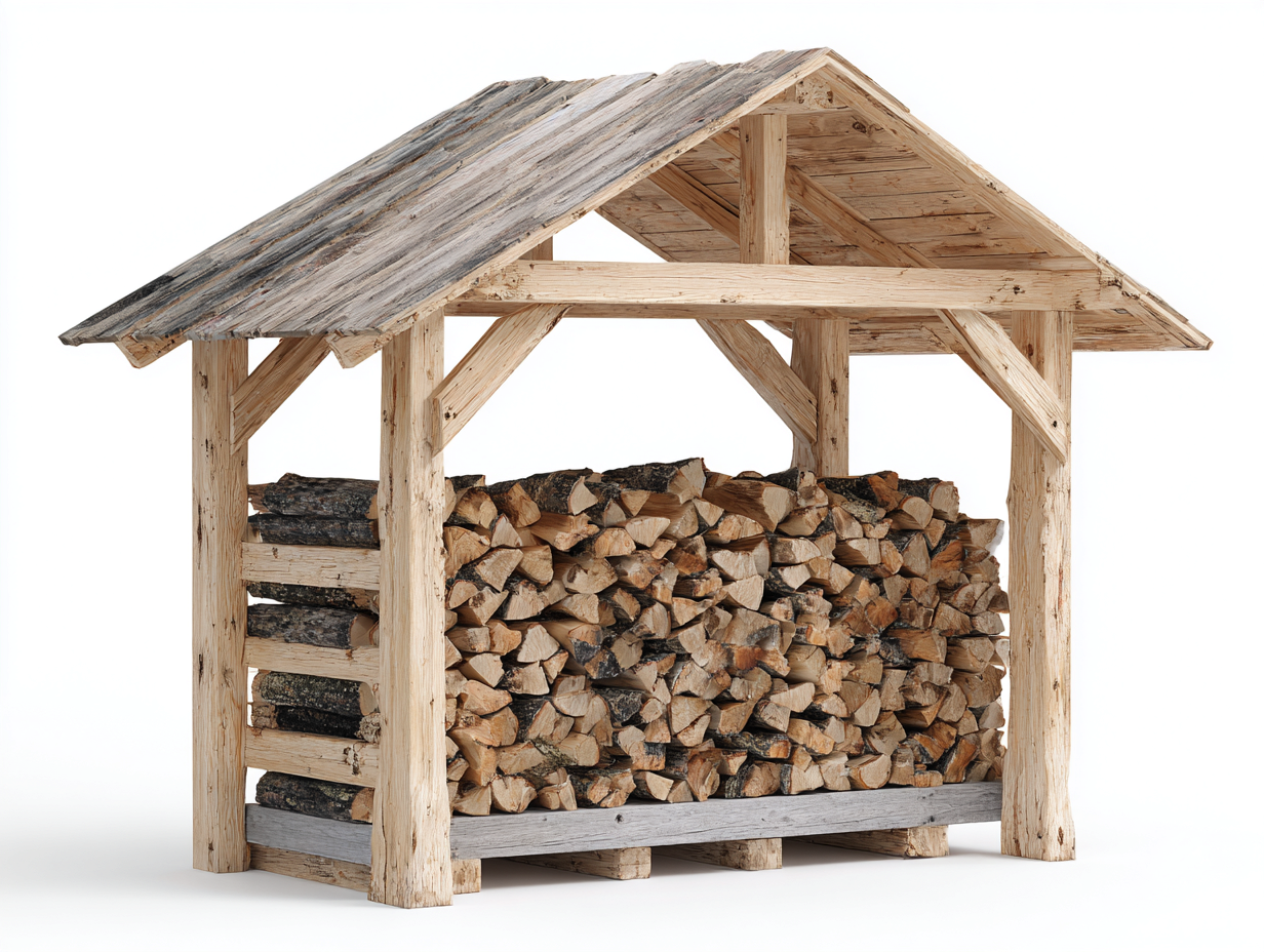 Abri à bûches - Bois - 205x82x168 cm - Naturel-Gris vieilli - Style rustique-Liviaospace