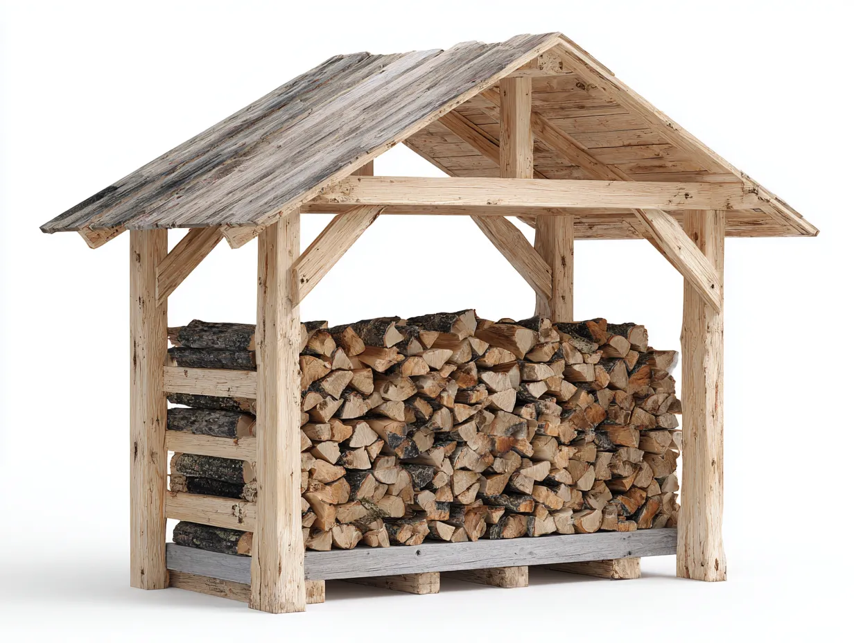 Abri à bûches - Bois - 205x82x168 cm - Naturel-Gris vieilli - Style rustique-Liviaospace