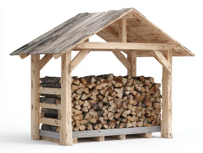 Abri à bûches - Bois - 205x82x168 cm - Naturel-Gris vieilli - Style rustique-Liviaospace