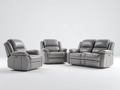 Ensemble de canapés - cuir synthétique-métal - 190x95x102 cm - gris - relax contemporain-Liviaospace