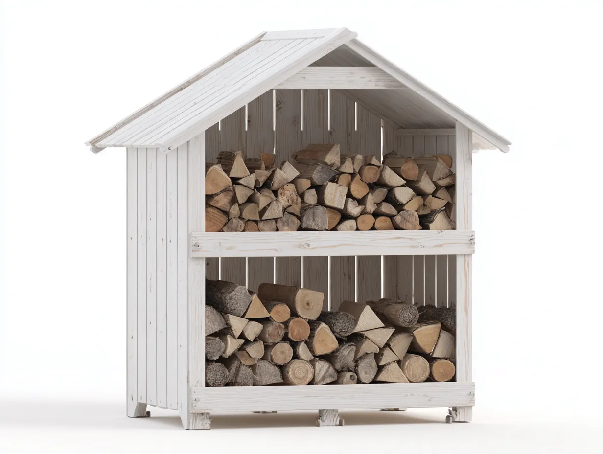 Abri à bûches - Bois - 160x64x188 cm - Blanc - Chalet extérieur-Liviaospace
