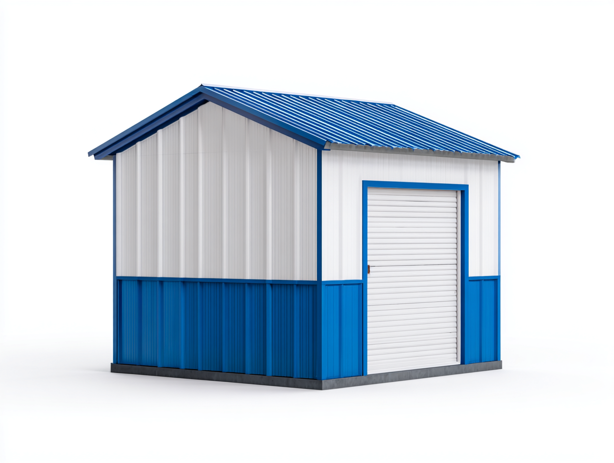 Abri de jardin - Métal - 230x185x225 cm - Blanc-Bleu - Style utilitaire-Liviaospace