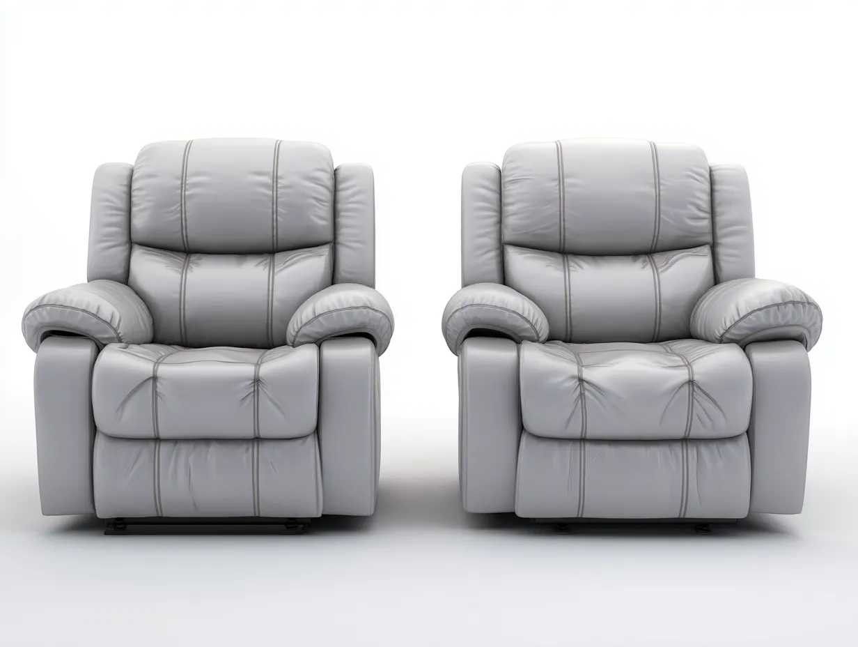 Ensemble de canapés - cuir synthétique-métal - 98x96x102 cm - gris clair - relax moderne-Liviaospace
