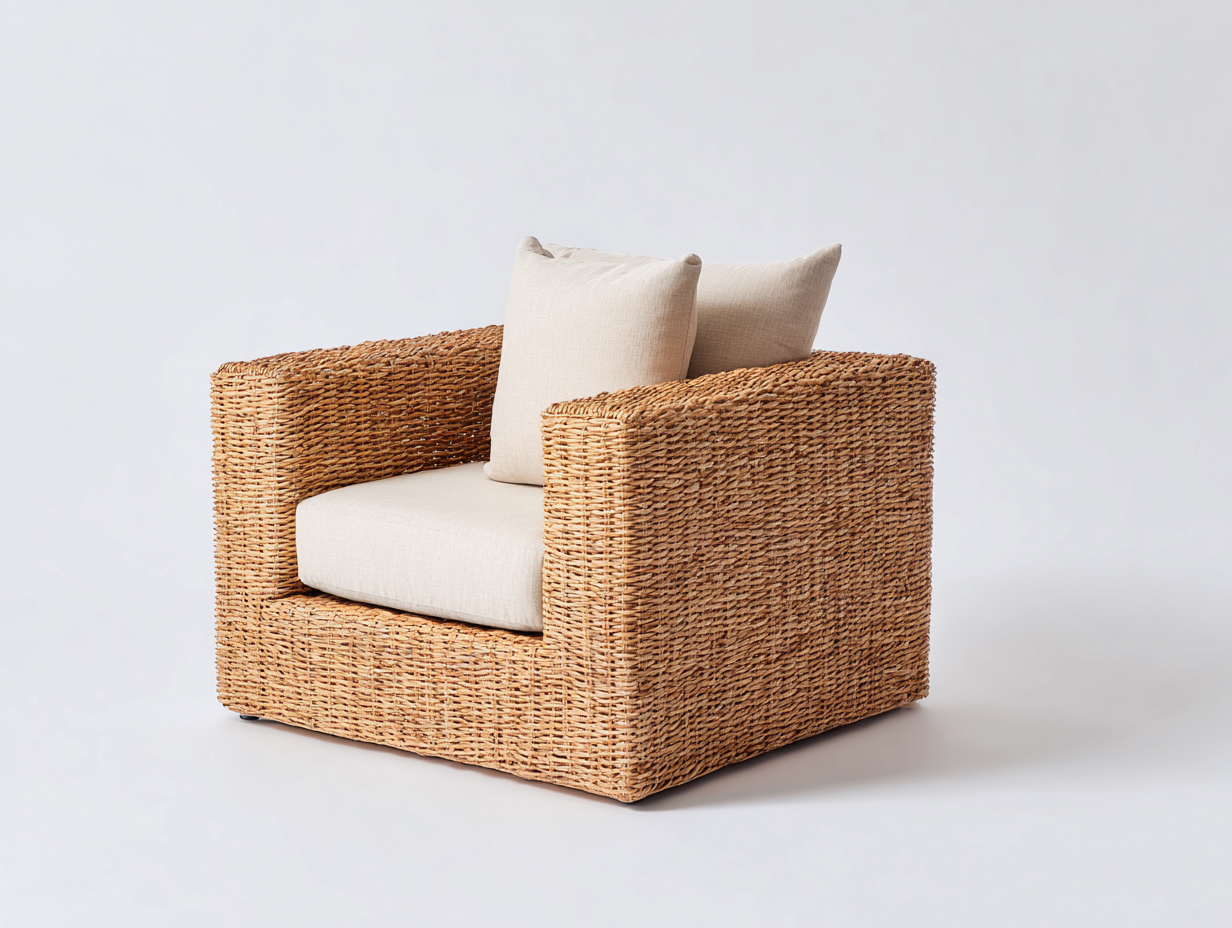 Sedia da giardino in rattan 88x82x76 cm - marrone chiaro-beige - design moderno per esterno-Samohanest