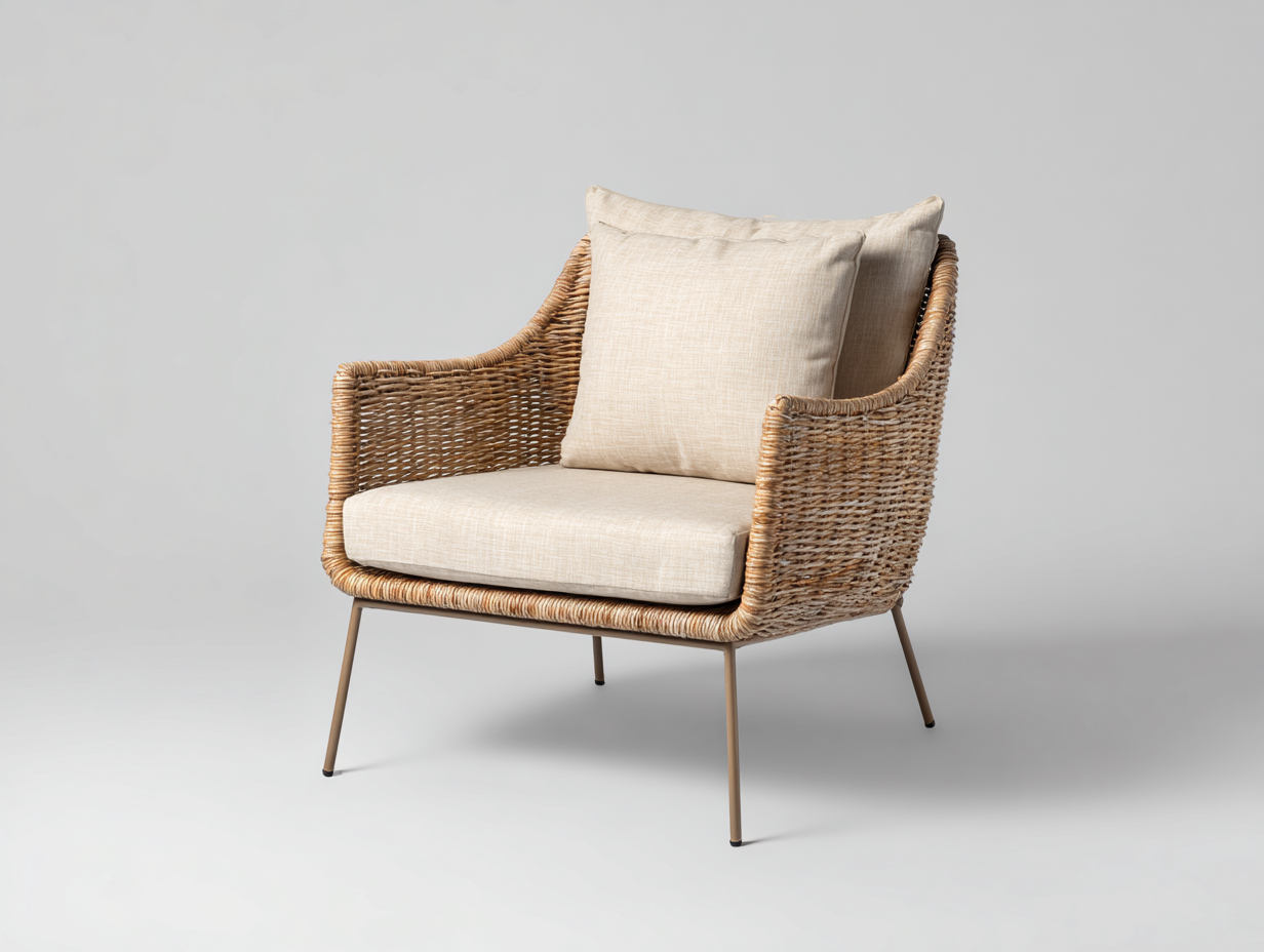 Sedia da giardino in rattan 78x72x82 cm - marrone chiaro-beige - design moderno per esterno-Samohanest