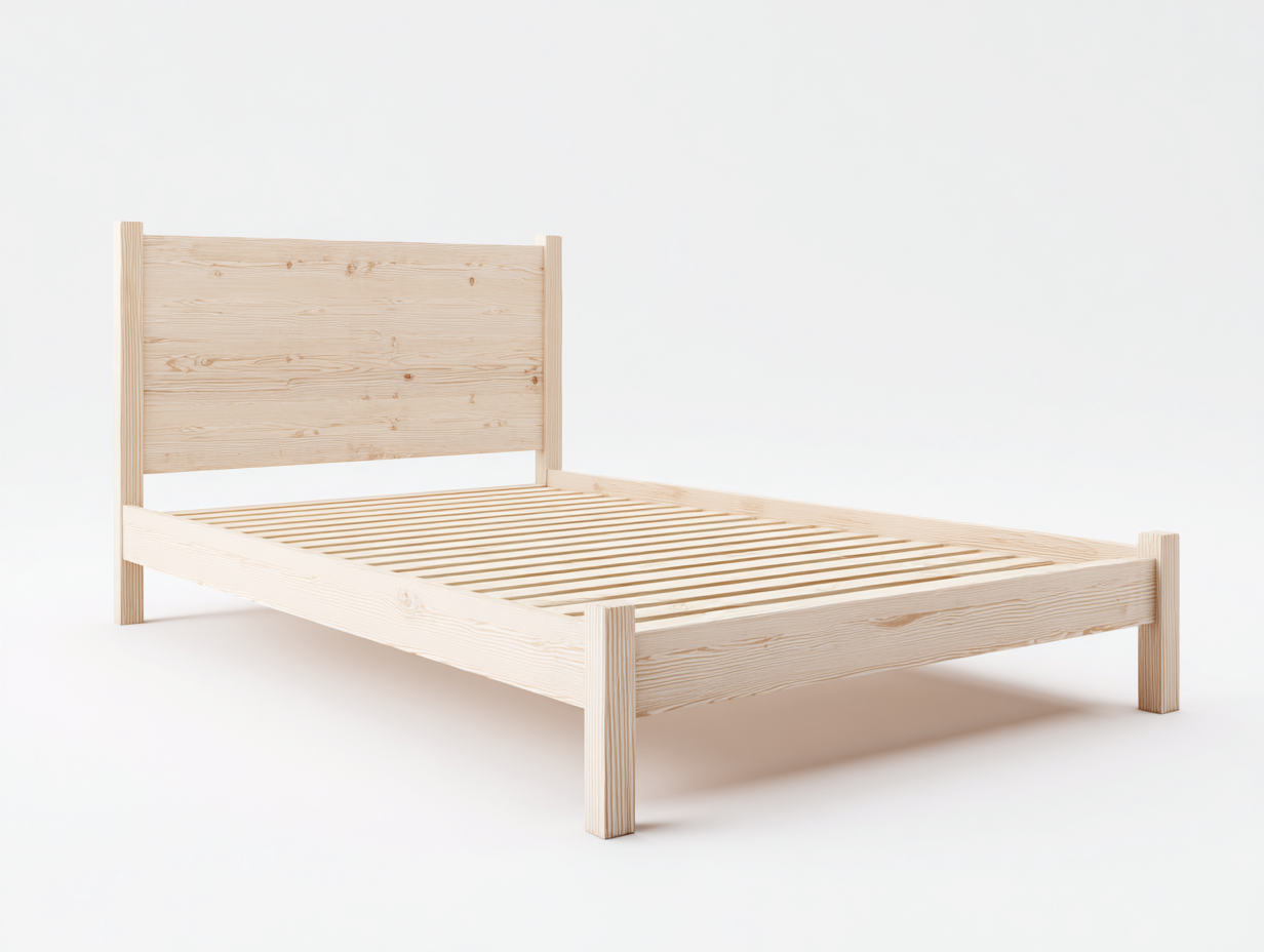 Letto matrimoniale in legno 215x170x100 cm - naturale - adatto alla camera da letto stile nordico-Samohanest