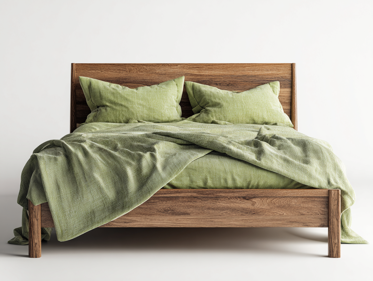Letto matrimoniale in legno scuro 215x185x100 cm - noce scuro - design naturale per camera da letto-Samohanest