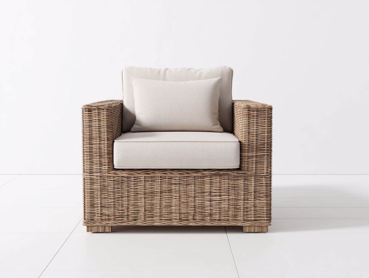 Sedia da giardino in rattan 85x80x78 cm - marrone chiaro-beige - design moderno per esterno-Samohanest