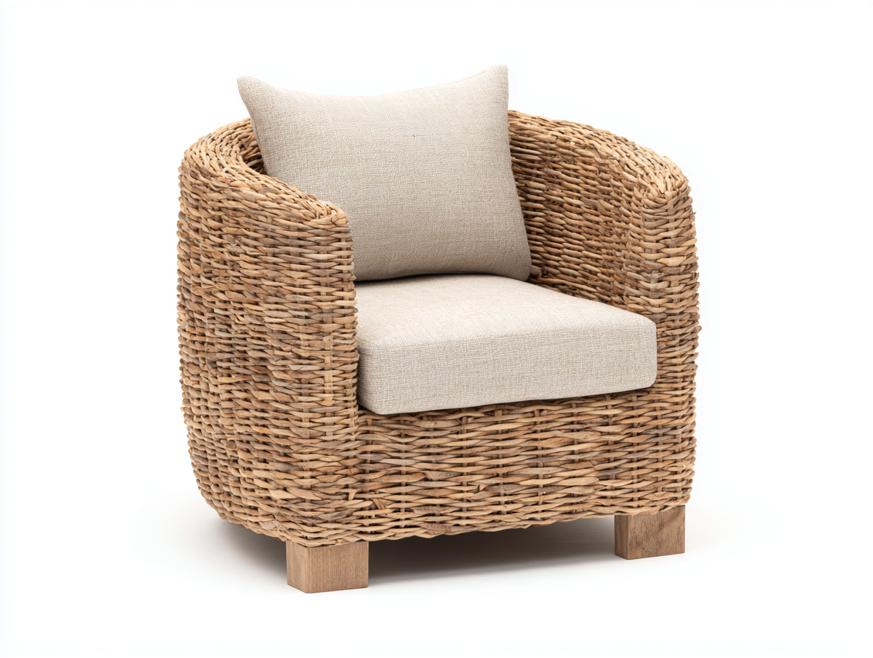 Sedia da giardino in rattan 84x78x80 cm - marrone chiaro-beige - design naturale per esterno-Samohanest