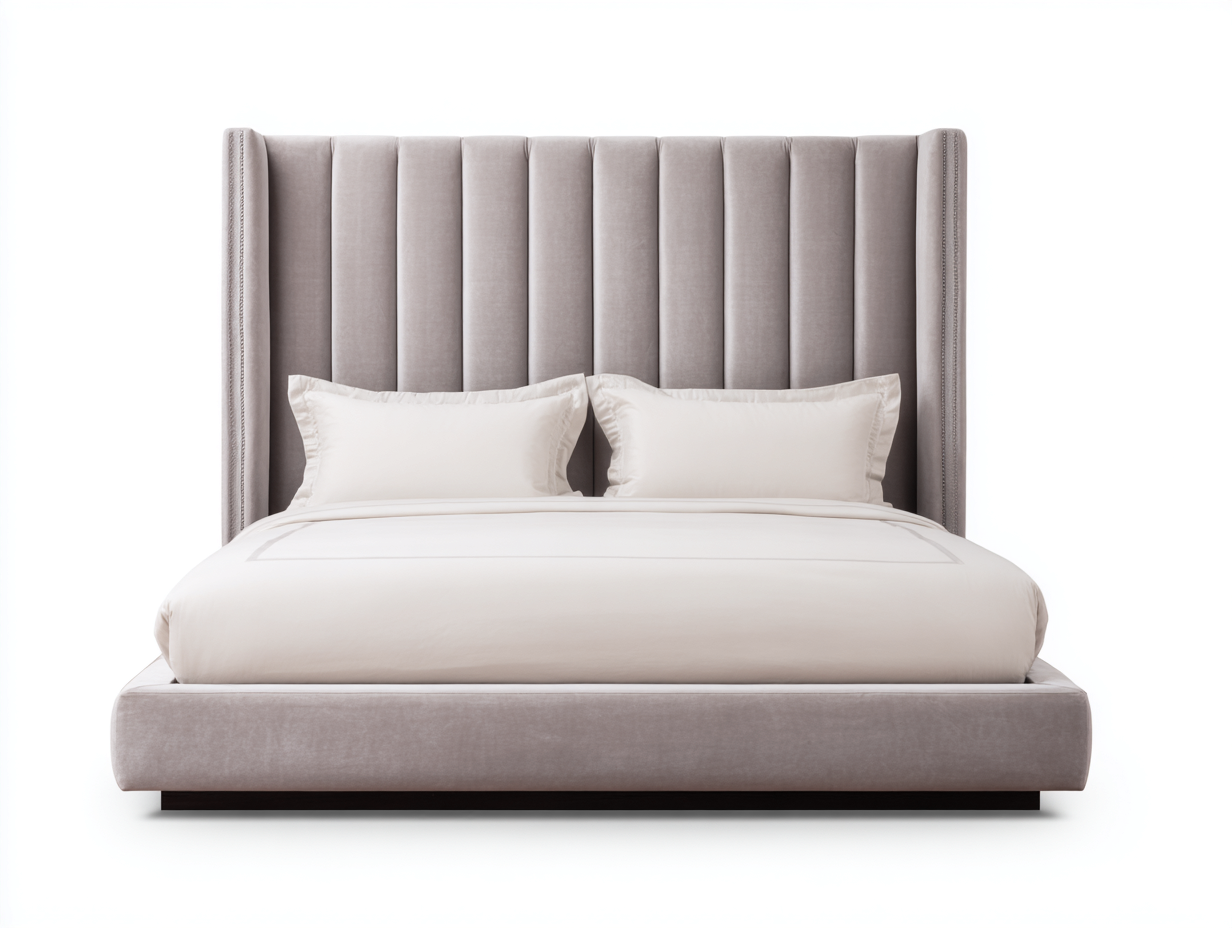 Letto matrimoniale imbottito in velluto 210x180x135 cm - grigio chiaro - design moderno per camera da letto-Samohanest