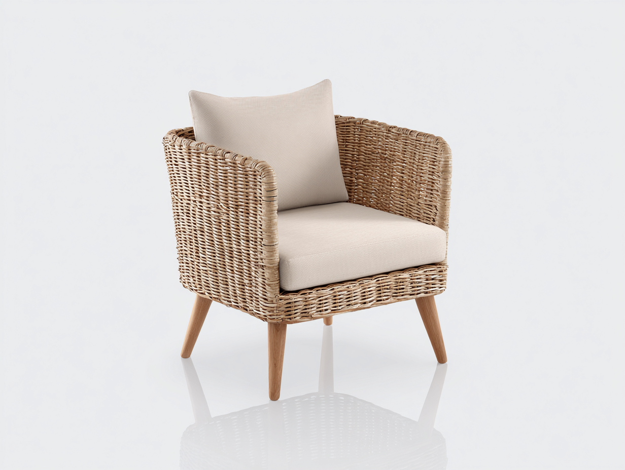 Sedie da giardino in rattan 80x76x80 cm - marrone chiaro-beige - adatta all'esterno stile naturale-Samohanest