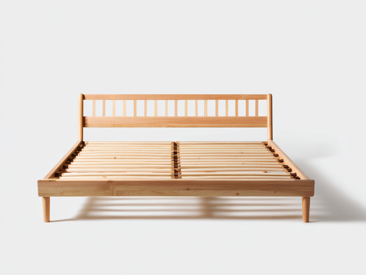 Letto matrimoniale in legno 210x170x92 cm - naturale - adatto alla camera da letto stile nordico-Samohanest