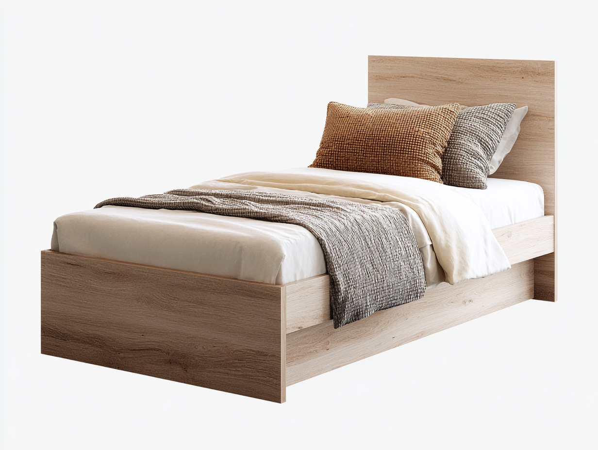 Letto singolo in legno effetto rovere 198x98x90 cm - rovere chiaro - design moderno per camera da letto-Samohanest