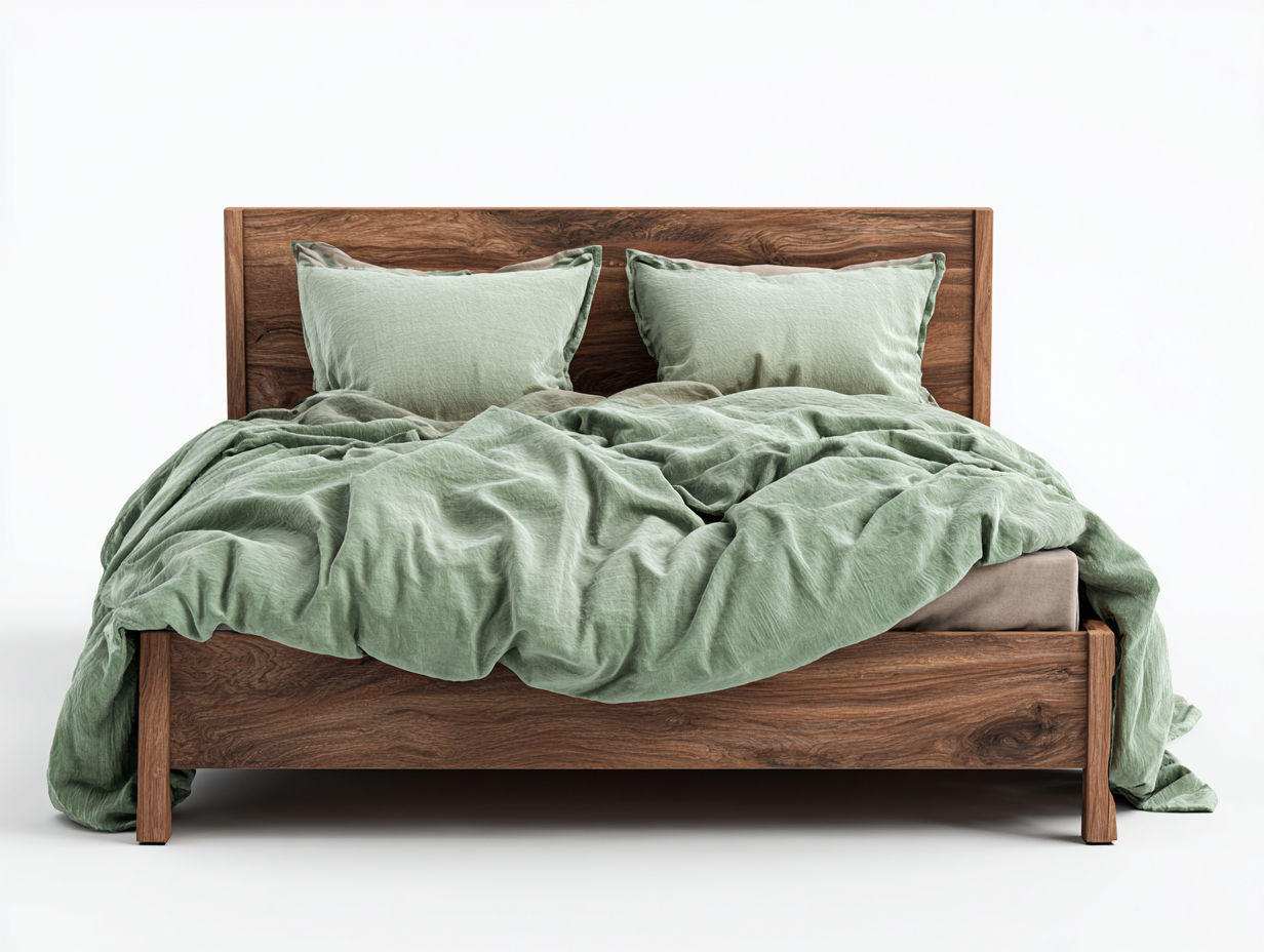 Letto matrimoniale in legno noce 218x188x102 cm - noce scuro - design moderno per camera da letto-Samohanest
