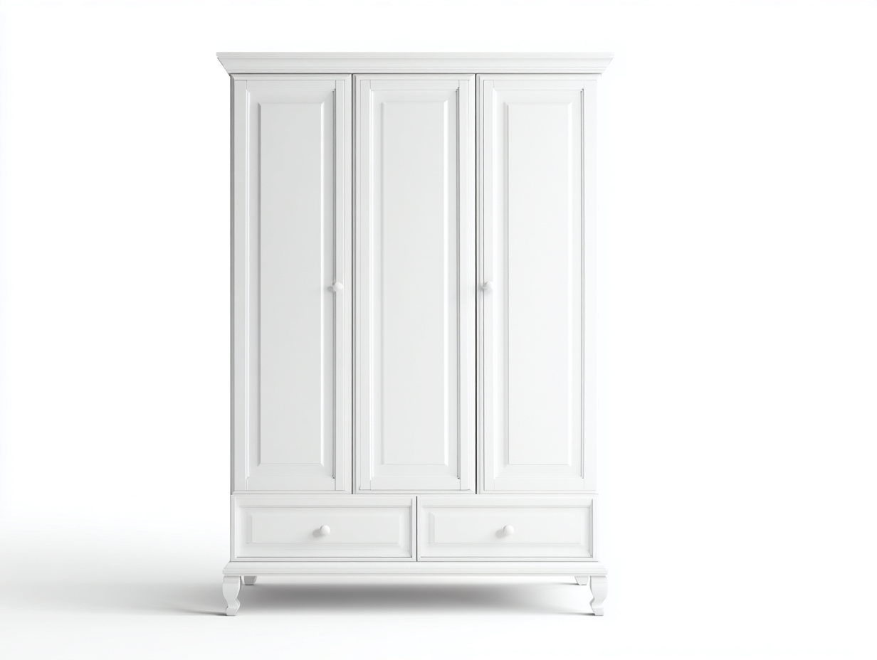 Armadio in legno 155x58x215 cm - bianco - stile classico per camera da letto-Samohanest