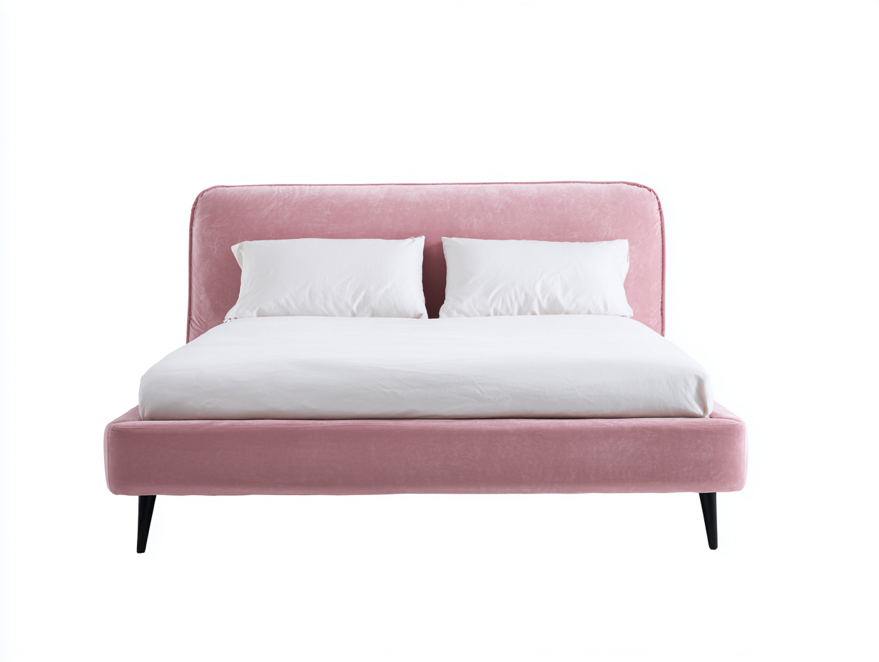 Letto matrimoniale in velluto 220x180x105 cm - rosa chiaro-nero - design moderno per camera da letto-Samohanest