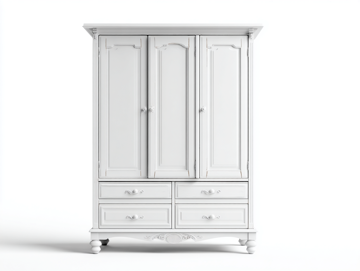 Armadio in legno 170x60x225 cm - bianco - stile classico per camera da letto-Samohanest