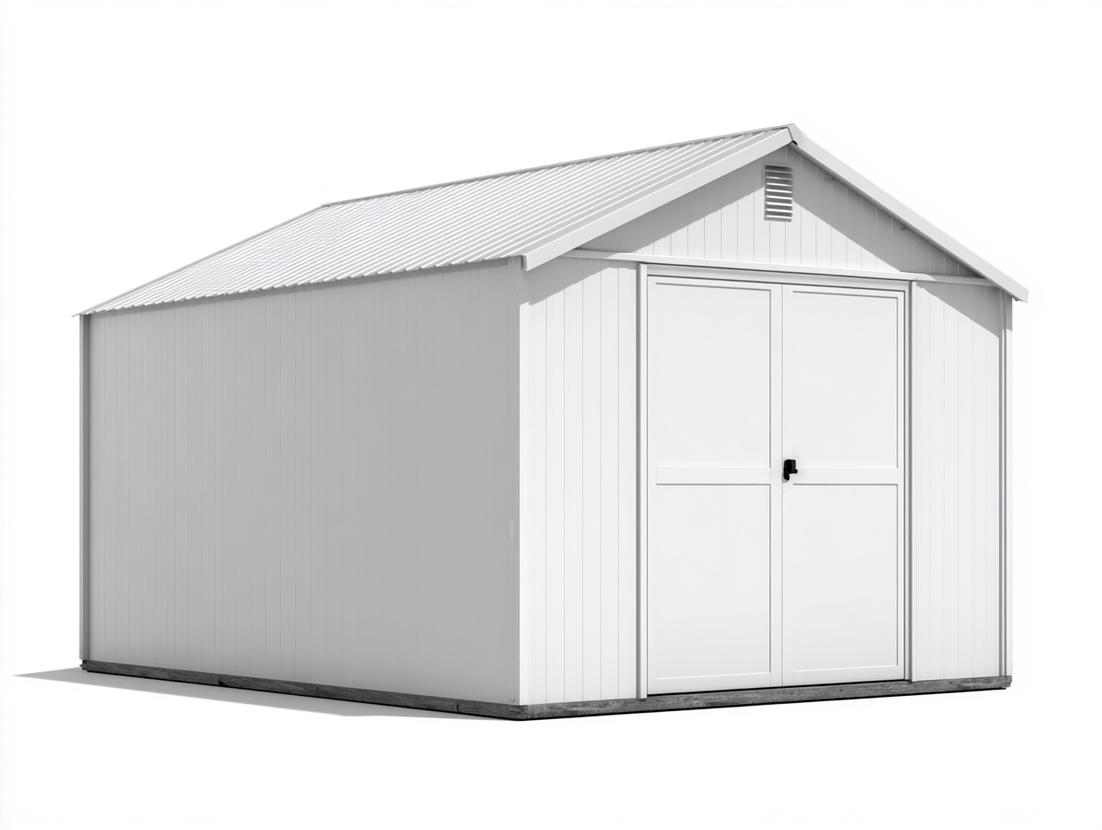 Casetta da giardino in metallo 360x300x250 cm - bianco - deposito moderno per esterno-Samohanest