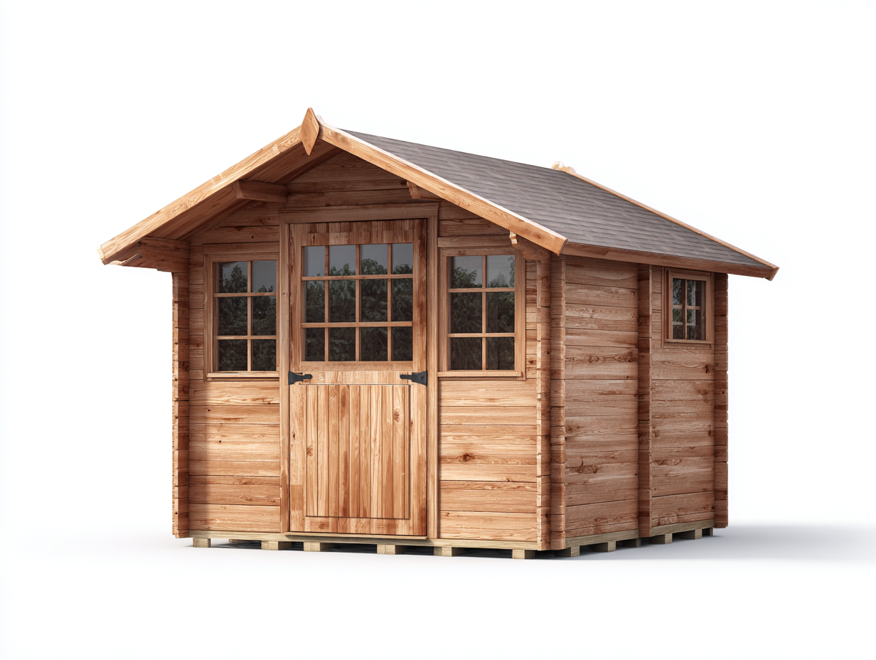 Casetta da giardino in legno 340x240x240 cm - marrone - adatta all'esterno stile rustico naturale-Samohanest