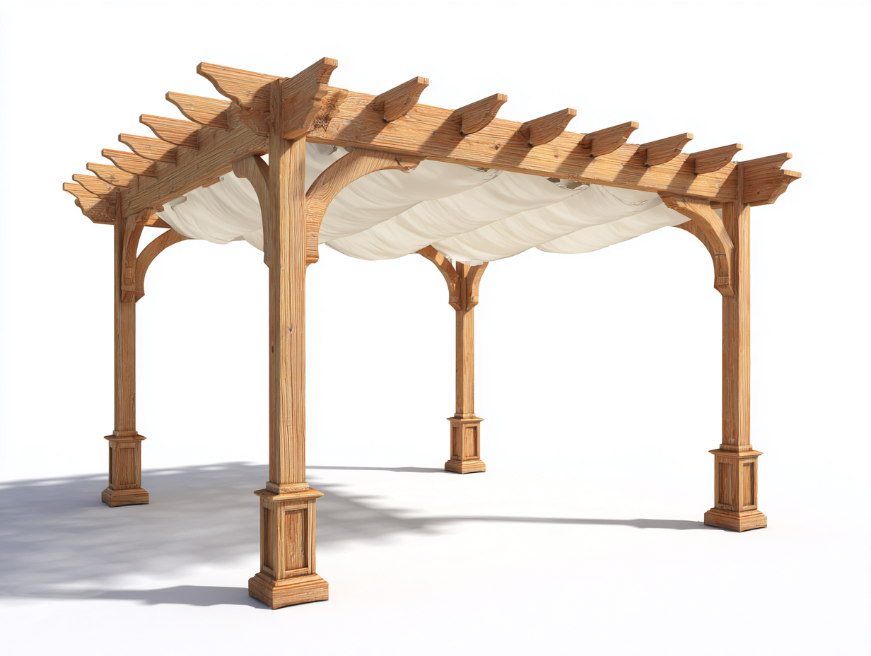 Pergola da giardino in legno 360x300x245 cm - marrone-bianco - adatta all'esterno stile rustico moderno-Samohanest