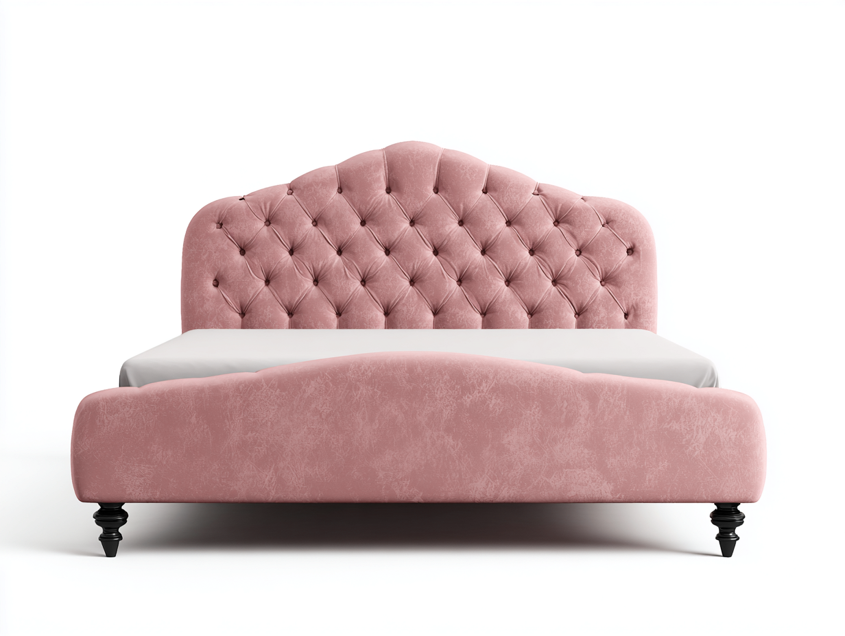 Letto matrimoniale in velluto 225x185x125 cm - rosa chiaro-nero - stile classico moderno per camera da letto-Samohanest