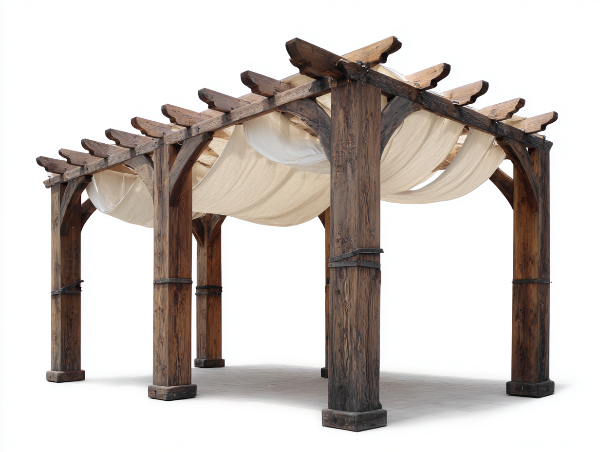 Pergola da giardino in legno 450x320x270 cm - marrone-bianco - design rustico per esterno-Samohanest