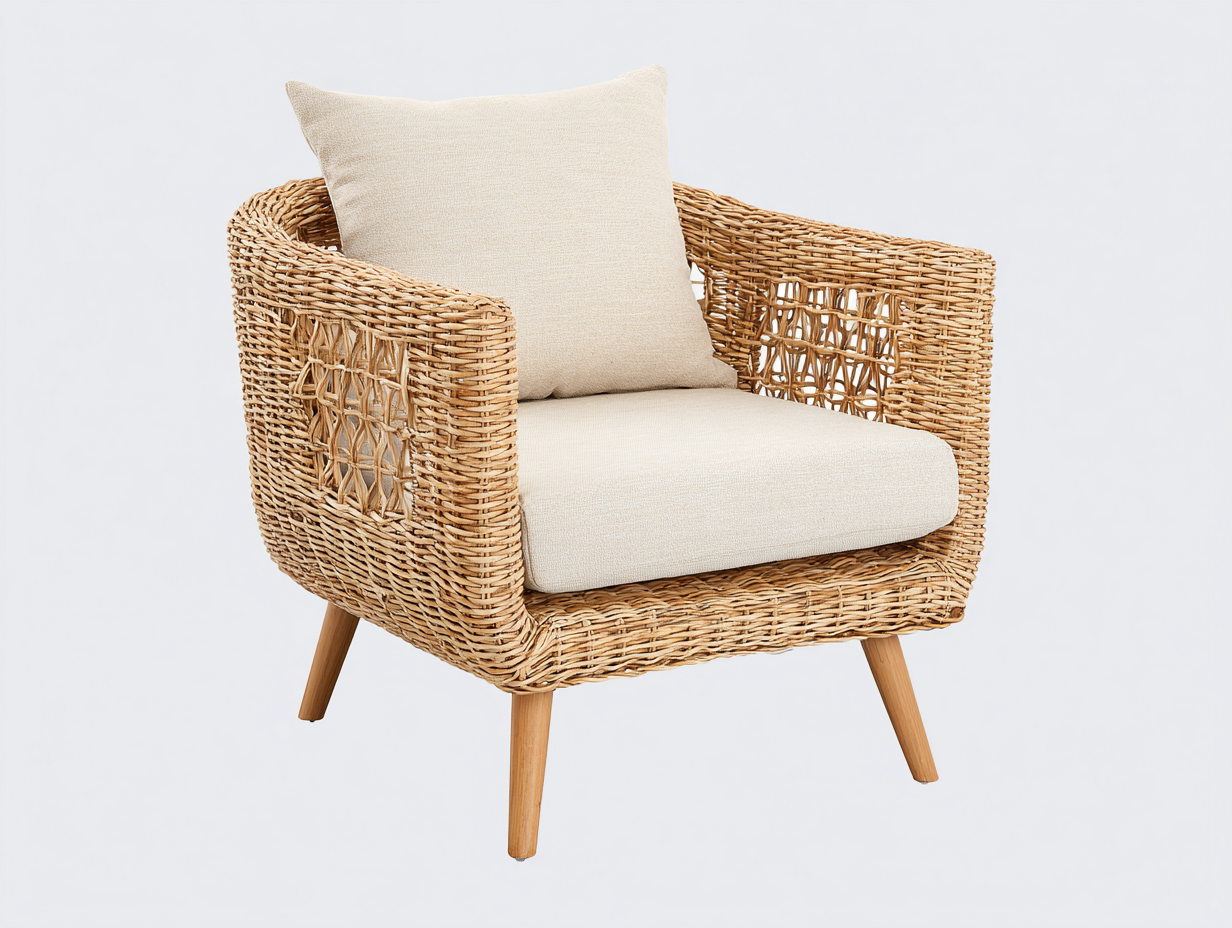 Sedia da giardino in rattan 80x74x83 cm - marrone chiaro-beige - design naturale per esterno-Samohanest