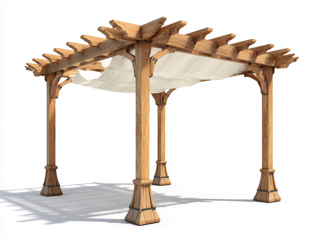 Pergola da giardino in legno 320x300x245 cm - marrone-bianco - adatta all'esterno stile rustico moderno-Samohanest