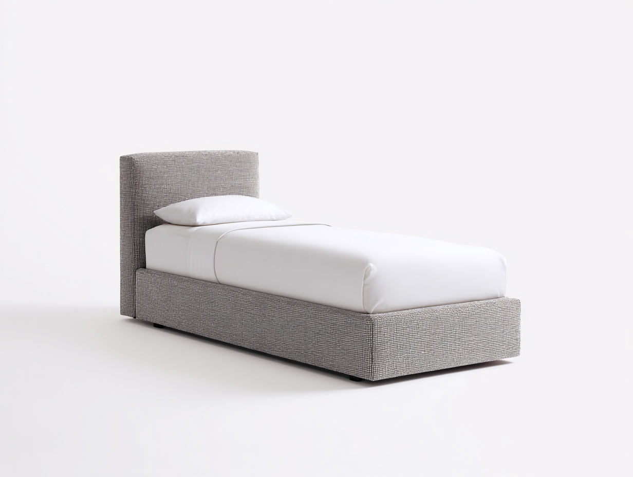 Letto singolo imbottito in tessuto 205x98x95 cm - grigio chiaro - design moderno per camera da letto-Samohanest