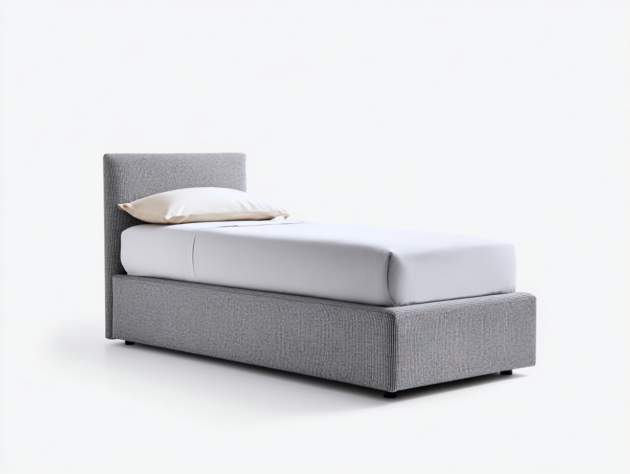 Letto singolo imbottito 205x102x96 cm - grigio - adatto alla camera da letto stile moderno minimalista-Samohanest