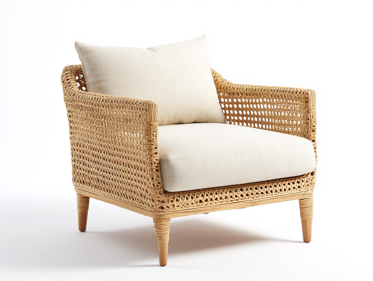 Sedia da giardino in rattan 82x76x84 cm - marrone chiaro-beige - design naturale per esterno-Samohanest