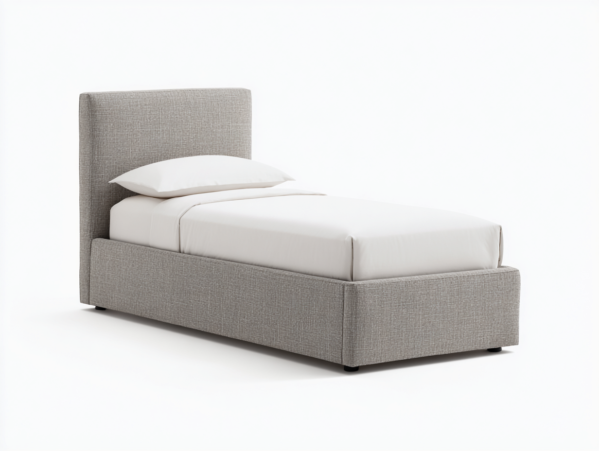 Letto singolo imbottito 205x102x98 cm - grigio - adatto alla camera da letto stile moderno minimalista-Samohanest