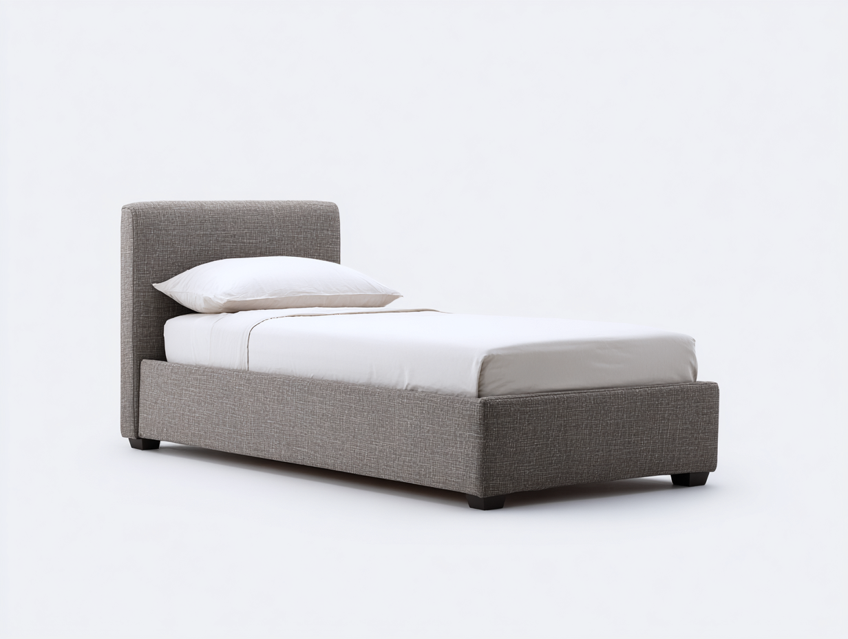 Letto singolo imbottito 205x102x96 cm - grigio - adatto alla camera da letto stile moderno-Samohanest