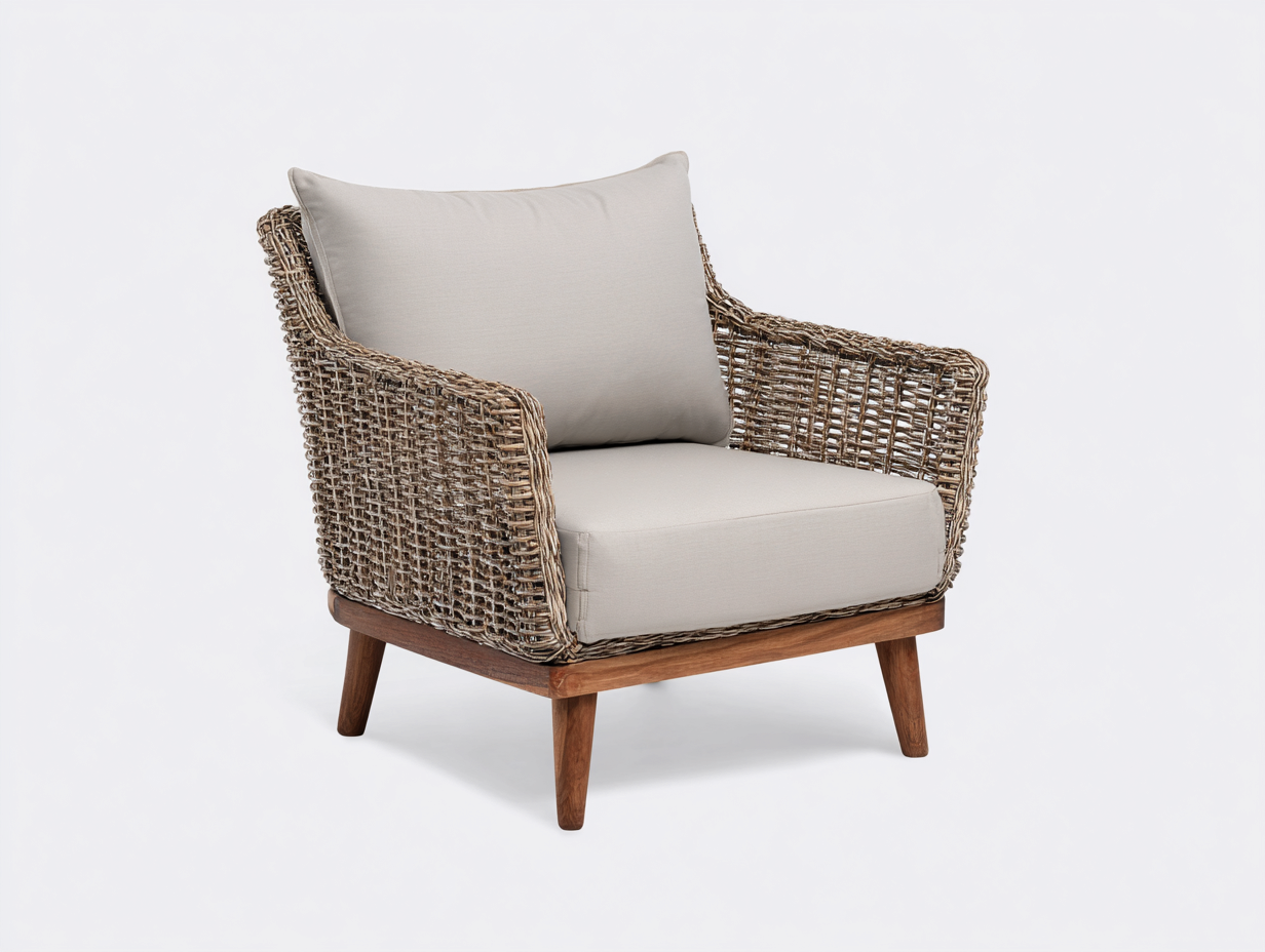Sedie da giardino in rattan 98x84x76 cm - rattan naturale e grigio chiaro - per terrazza e giardino - stile rustico moderno-Sazolyspace