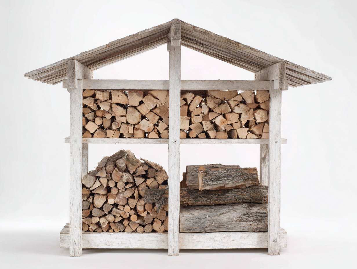 Portalegna in legno 165x50x145 cm - bianco - per giardino e terrazza - stile casetta rustico-Sazolyspace