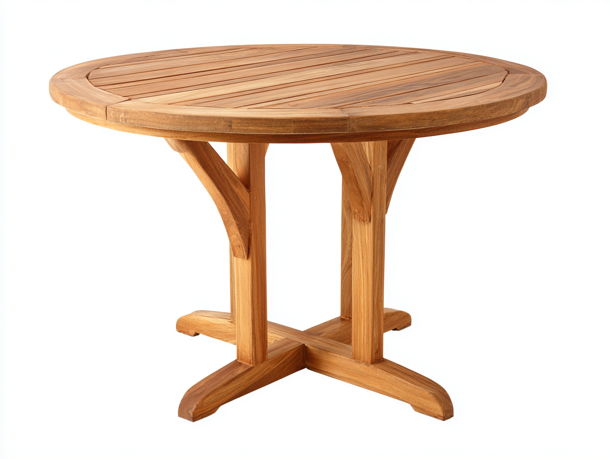 Tavolo da giardino rotondo in legno teak 118x118x74 cm - marrone chiaro - design moderno per terrazza e giardino-Sazolyspace