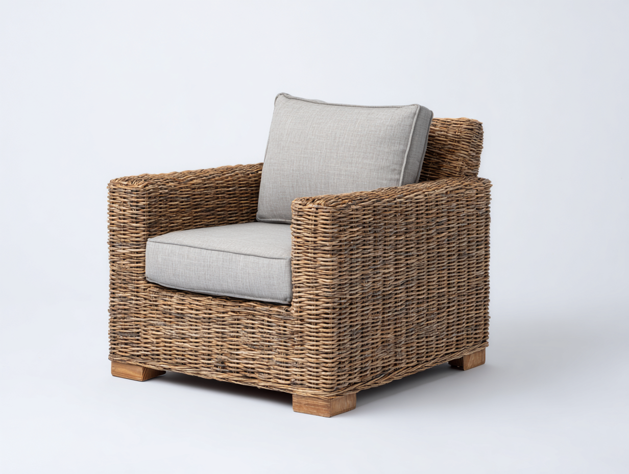 Sedie da giardino in rattan 94x88x74 cm - rattan naturale e grigio chiaro - per terrazza e giardino - stile rustico moderno-Sazolyspace
