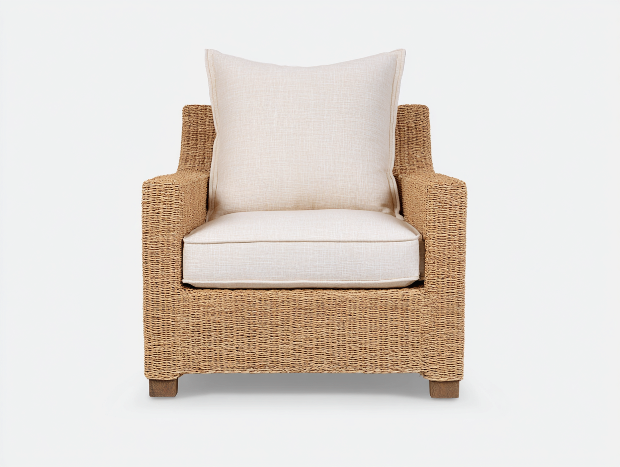 Sedie da giardino in rattan 106x88x82 cm - rattan naturale e bianco avorio - per terrazza e giardino - stile rustico moderno-Sazolyspace