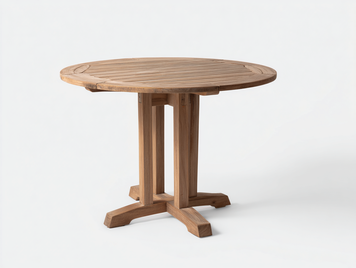 Tavolo da giardino rotondo in legno teak 105x105x72 cm - marrone chiaro - design moderno per terrazza e giardino-Sazolyspace