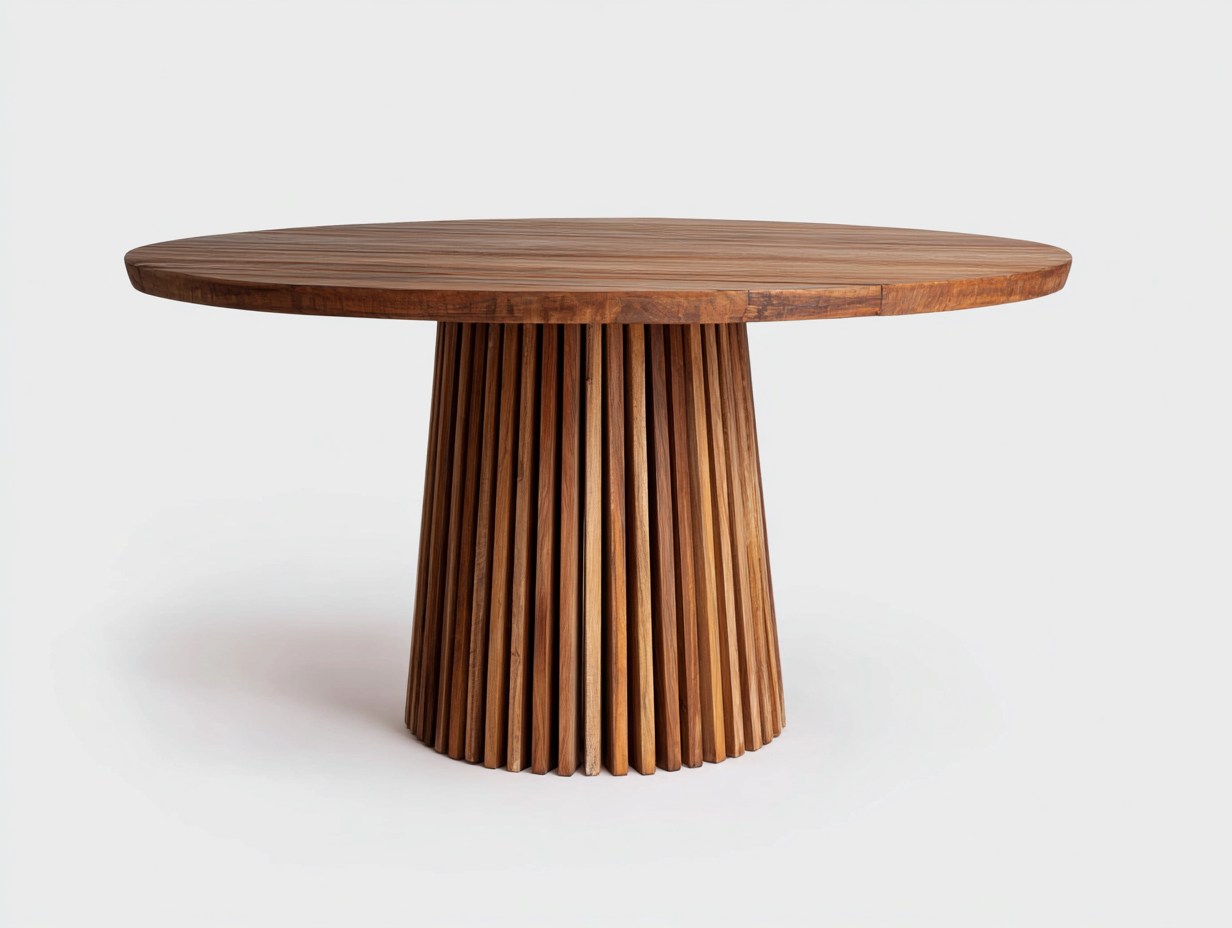 Tavolo da giardino rotondo in legno teak 130x130x75 cm - marrone scuro - design moderno per terrazza e giardino-Sazolyspace